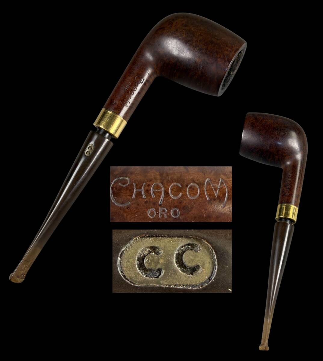 【偲】金 うぶ品 CHACOM(シャコム)『ORO(オロ)金』フランスのパイプメーカ高品質木 時代物 古いパイプ ランド パイプ 喫煙具 t-119拍卖