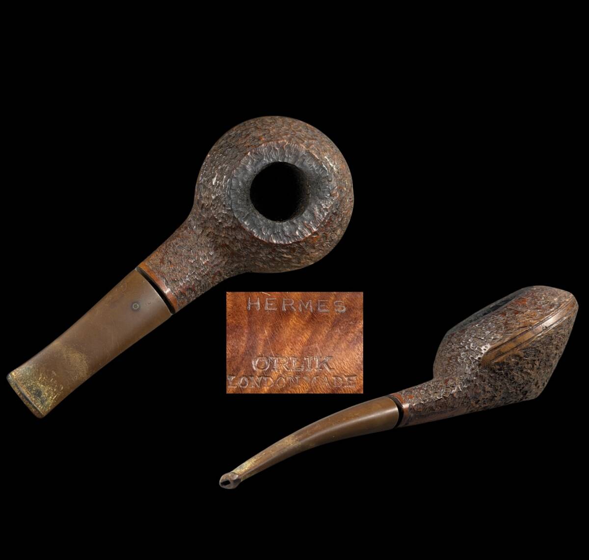 【偲】うぶ品 HERMES(エルメス)ORLIK(オーリック)連名 古いパイプ ランド パイプ 喫煙具 t-117拍卖