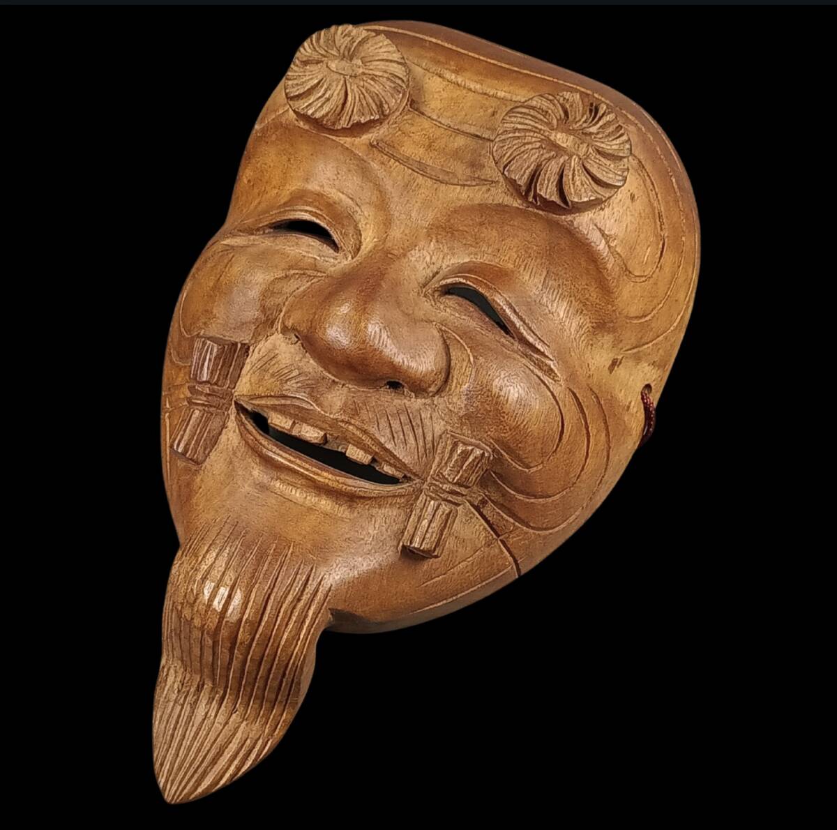 【偲】木彫り 能面 翁飾面 面 アンティーク インテリア 神楽面 24.5cm/15.5cm r-972拍卖