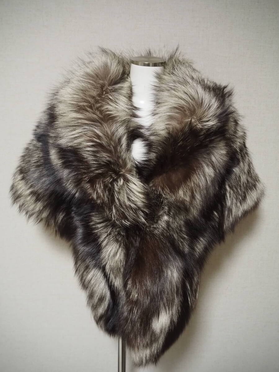 ■シルバーフォックス■超大判ショール■48cmx156cm■SAGAシルバー■拍卖