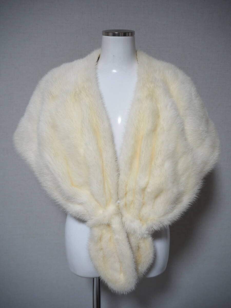 ■ホワイトミンク■ショール■34cmx136cm■拍卖