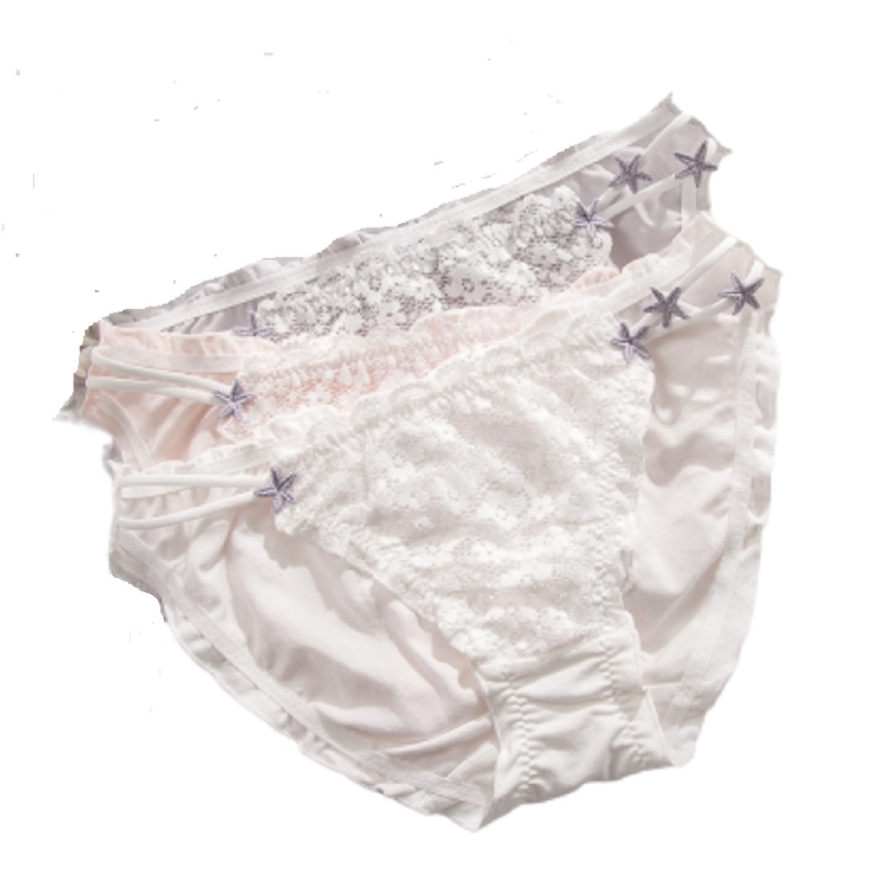 新品●送料無料 ひもパンティ ショーツ 綿パンツ 3枚セット 白 ピンク グレー可愛いショーツ セットXL拍卖