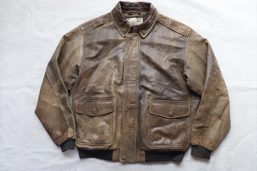 L.L.Bean エルエルビーン A-2 レザーフライトジャケット ゴートスキン 山羊革 ボンバージャケット 革ジャン 皮ジャン XLサイズ 拍卖