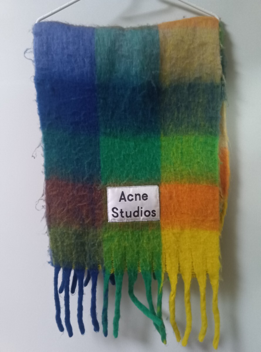 Acne Studios マルチカラー マフラー 虹 レインボー チェック Ca0084 250cm 35cm Made in Italy イタリア拍卖