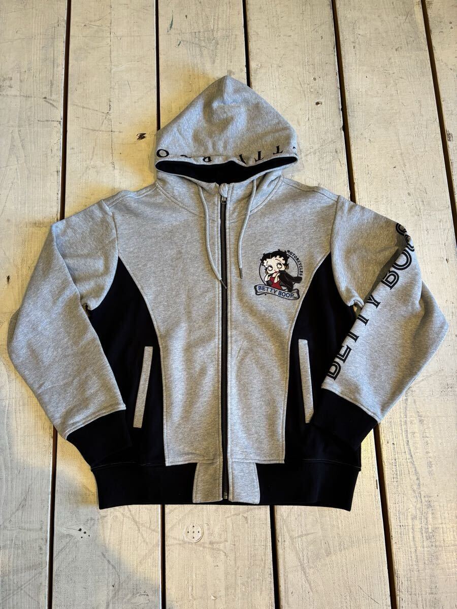 BettyBoop×NVERMIND 裏毛フルジップパーカー BBN-2520 MIX.GRAY Lサイズ拍卖