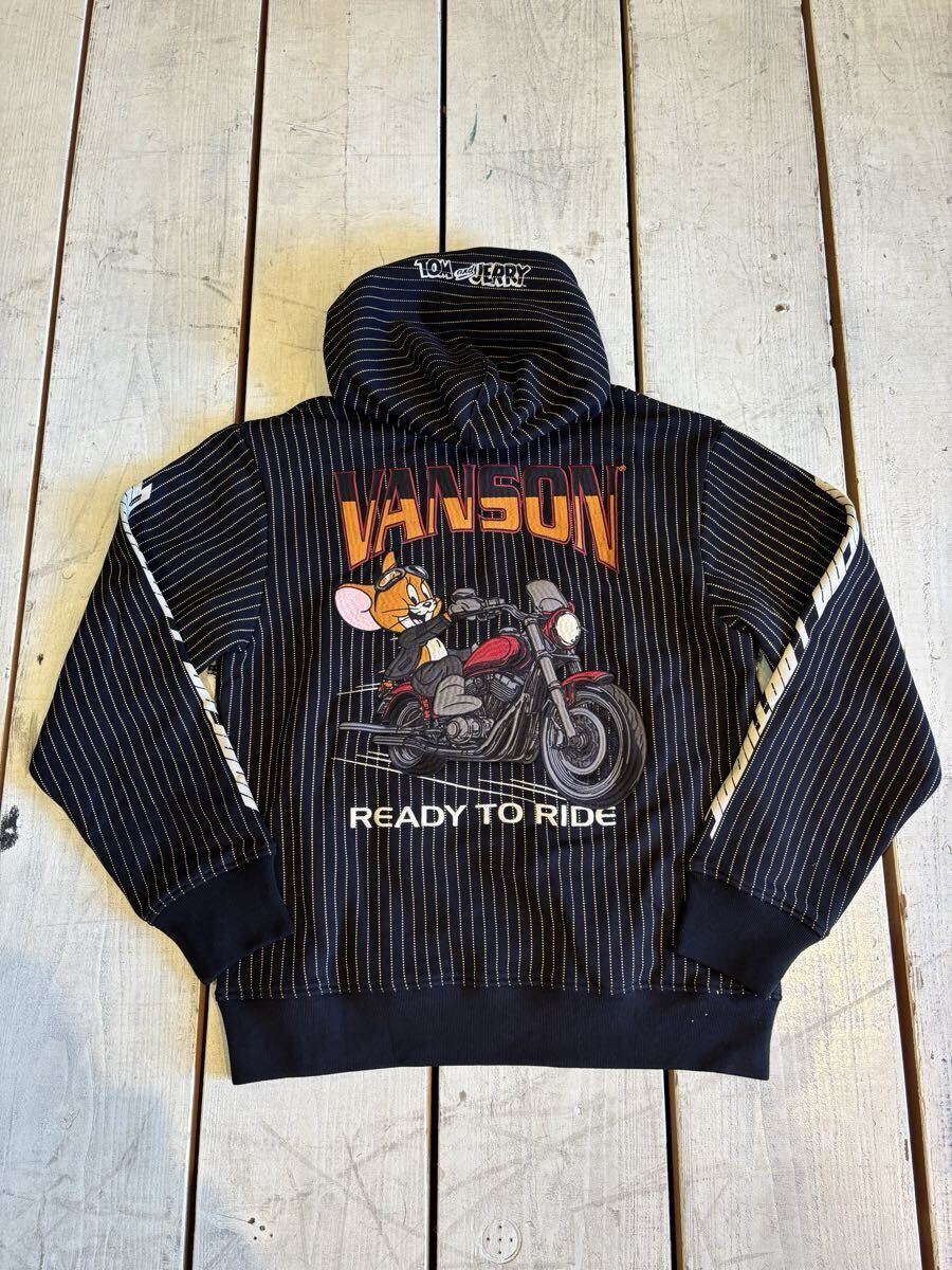 VANSON×TOM&JERRY 裏毛フルジップパーカー TJV-2533 ブラックウォバッシュ Lサイズ拍卖