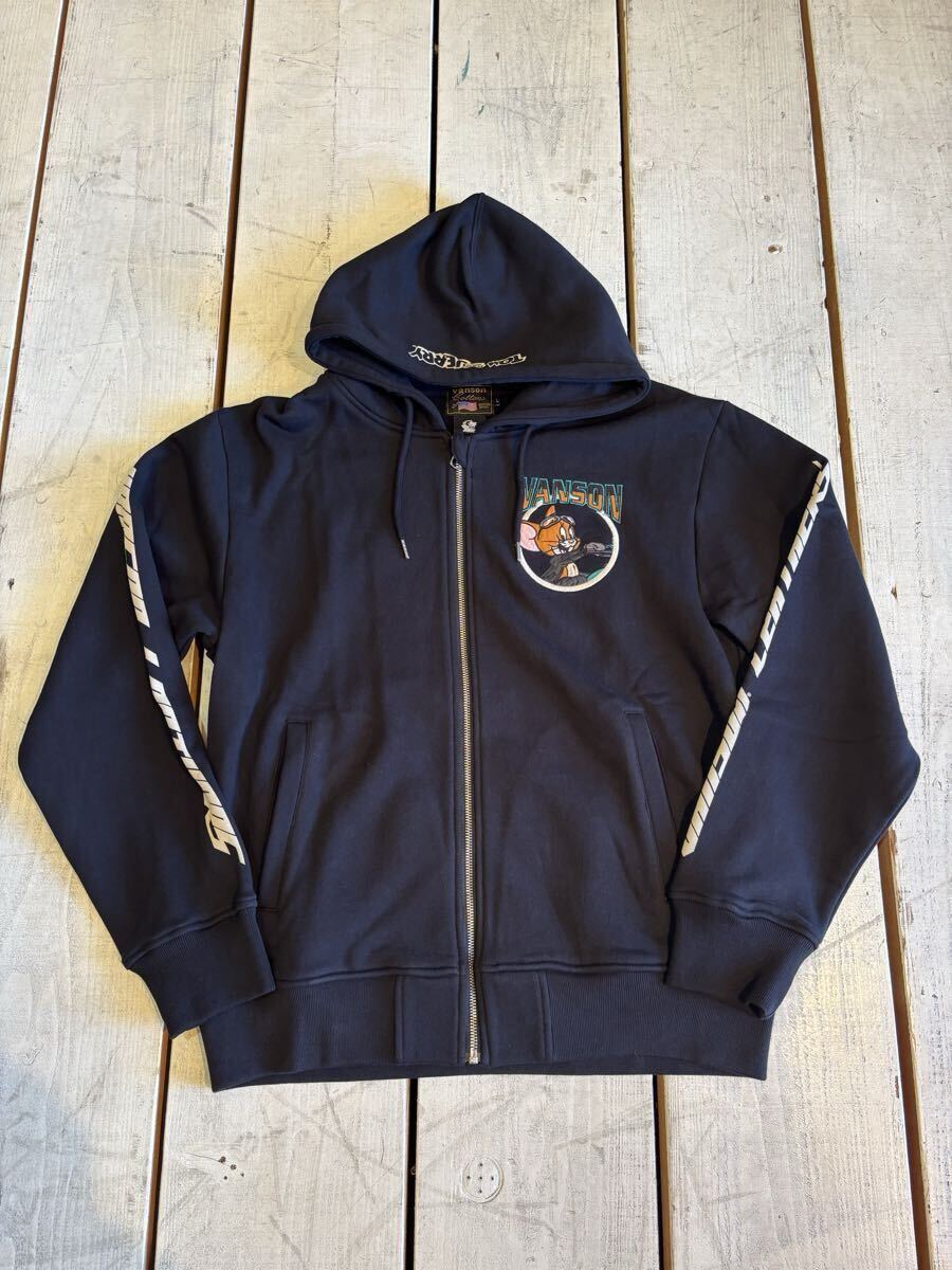 VANSON×TOM&JERRY 裏毛フルジップパーカー TJV-2533 BLK Lサイズ拍卖