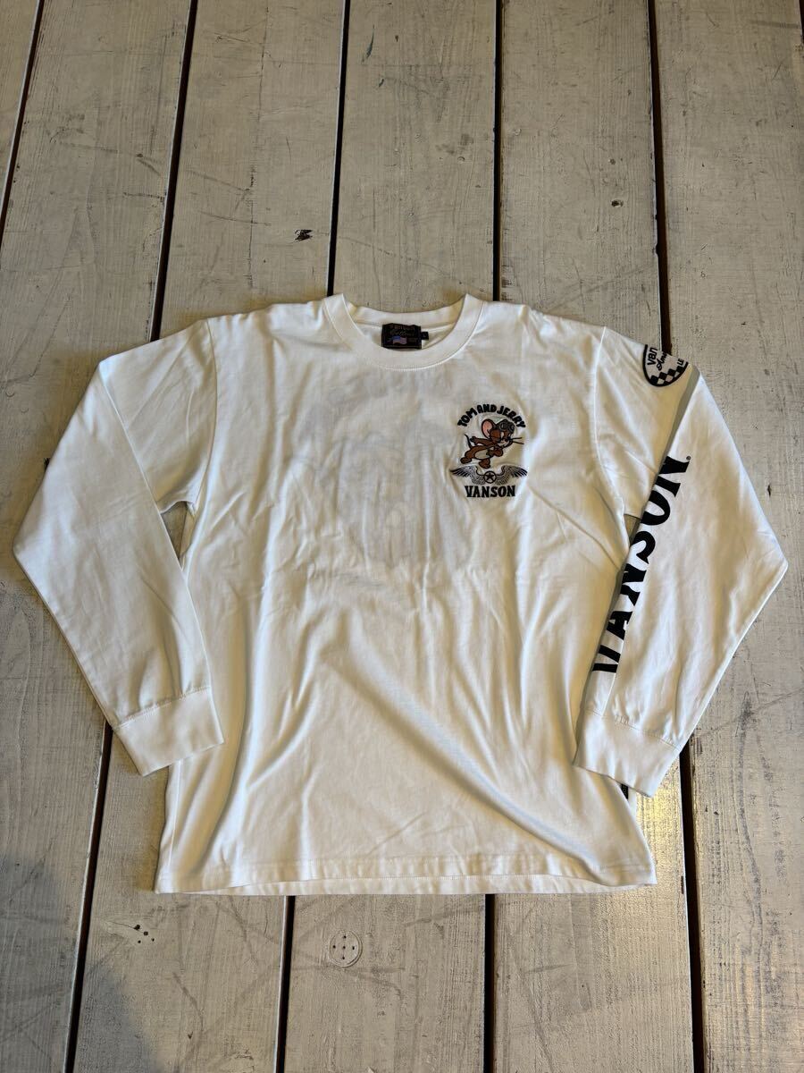 VANSON×TOM&JERRY 刺繍長袖teeシャツ TJV-2526 オフホワイト Lサイズ拍卖