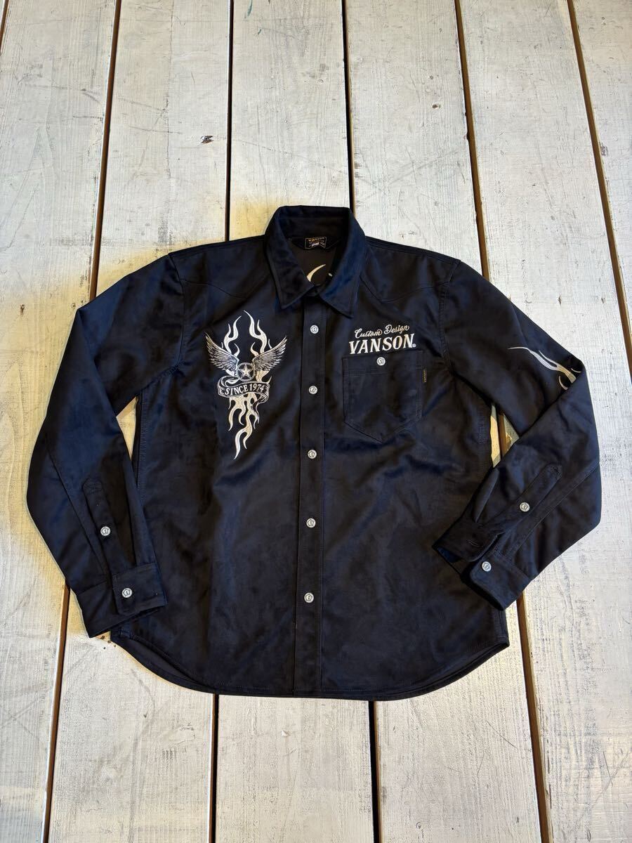 VANSON 起毛ボンディング長袖シャツ NVSL-2505 ブラック Lサイズ拍卖