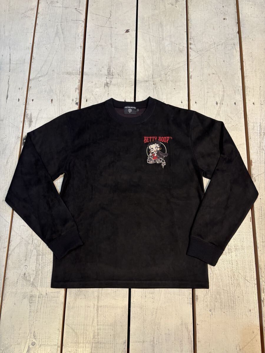 BettyBoop×NVERMIND 起毛プレーティングクルーネックプルオーバー BBN-2513 BLACK Lサイズ拍卖