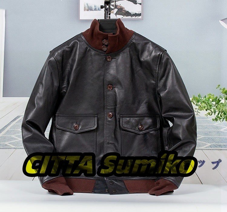 カウハイド 20\'s TYPE A-1 フライトジャケット ダークブラウン ボマー ボンバー コサック レザー 牛革 S~5XL拍卖