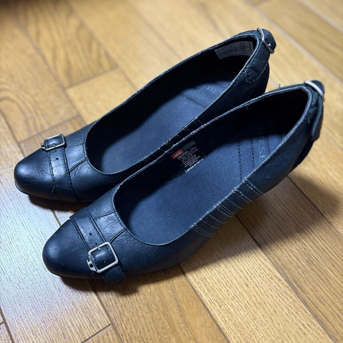 DIESEL ディーゼル パンプス ハイヒール 24㎝ 黒 ブラック パンプス ブラック 本革 レディース拍卖