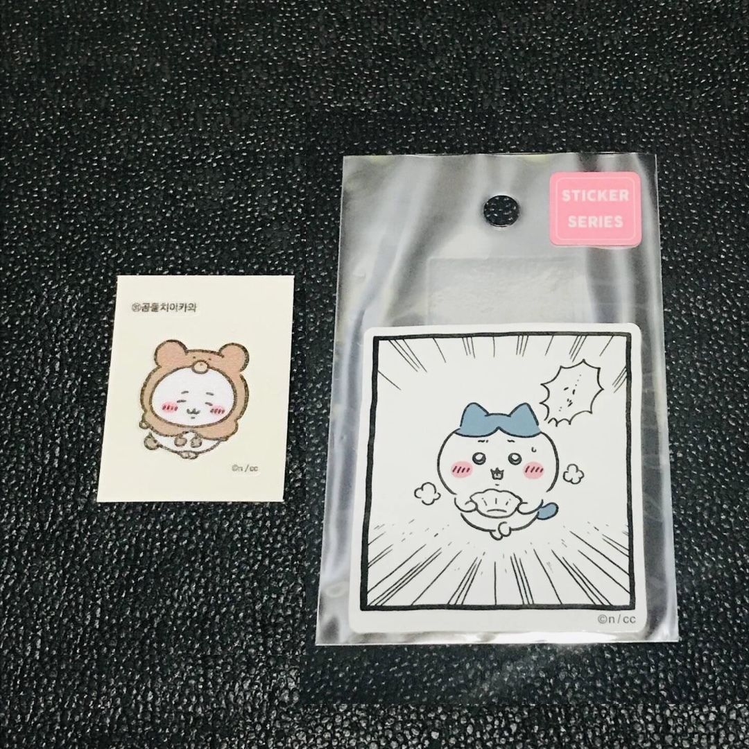 走るハチワレ くま ちいかわ 韓国 レトロステッカー シール スマホに貼れるサイズのステッカー ちいかわらんど ナガノ マーケット くじ拍卖