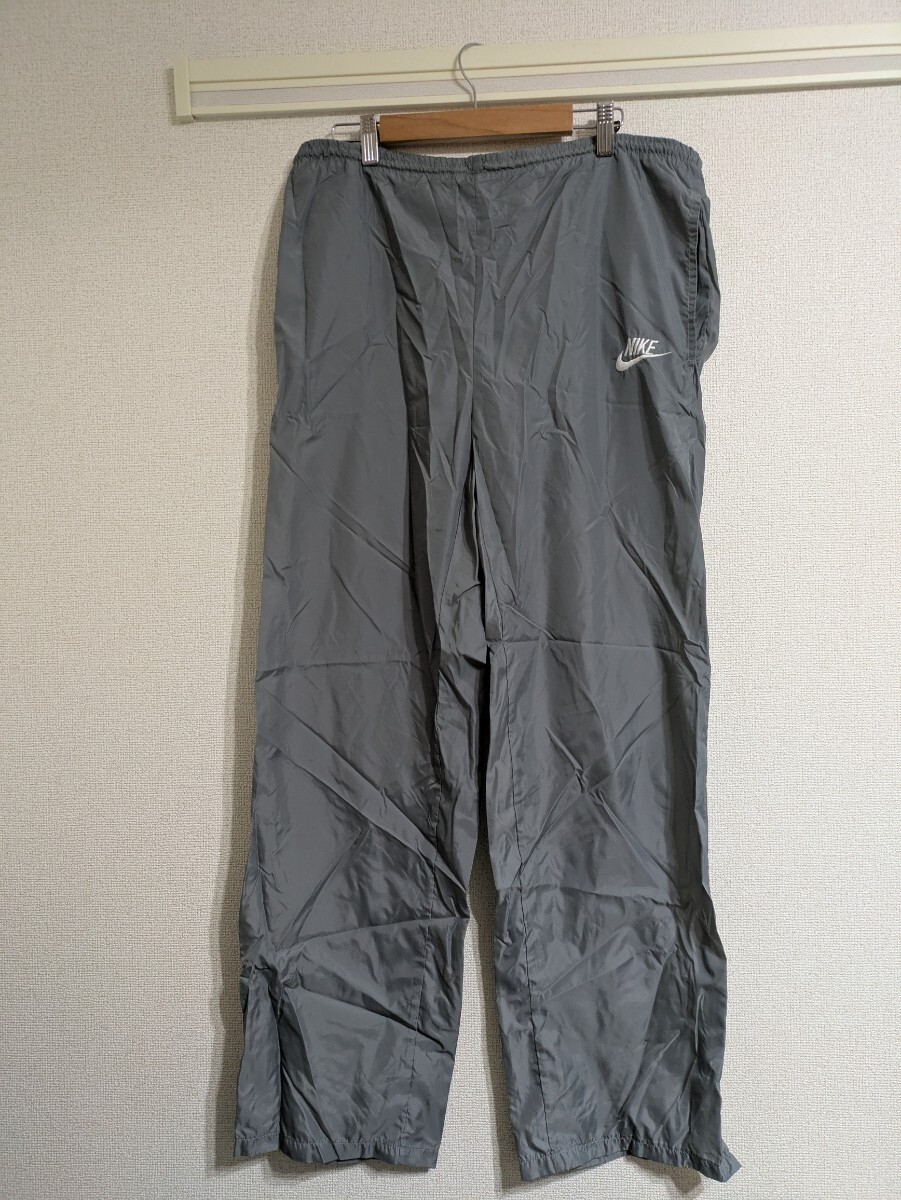 80s NIKE 紺タグ ナイロンパンツ グレー M拍卖