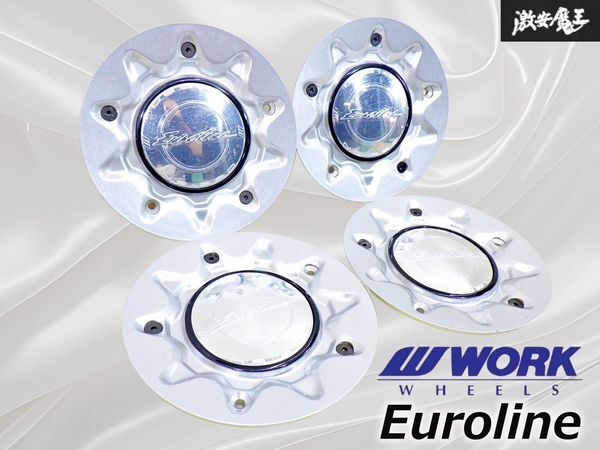 絶版品【希少!未使用】WORK Euroline ワーク ユーロライン センターキャップ メッシュ 114.3 5H 直径約148mm 4枚セット 即納 棚19H3拍卖