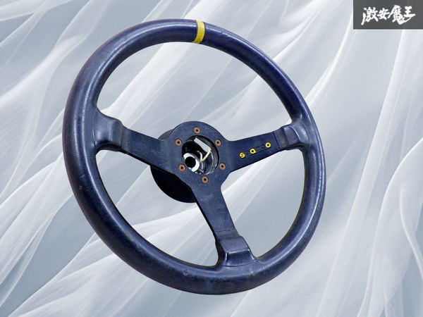 SPARCO スパルコ 汎用 レザー ステアリング ハンドル ホイール 直径 約35cm ディープコーン 黒 スポーク 棚17O拍卖