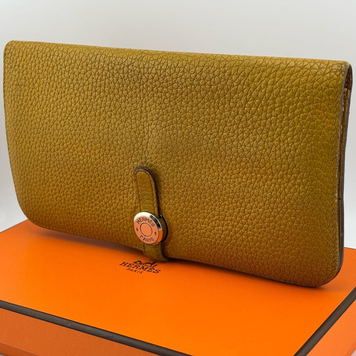 【激レア 良品】HERMES エルメス 長財布 ロングウォレット ドゴンロング ドゴンレクトヴェルソ トゴ レザー 本革 イエロー系 黄色系拍卖