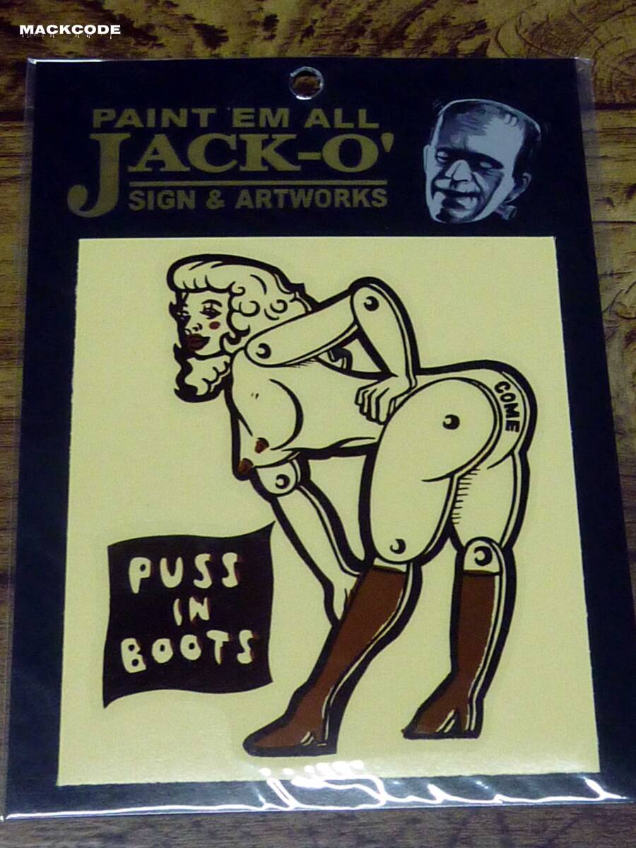 【y5145】⑬送料190円~◆JACK-O'/ヌードPUSS IN BOOTS/ステッカー◆検シボレーフォードhodrodtattooハーレーロウブロウアートチョッパー拍卖