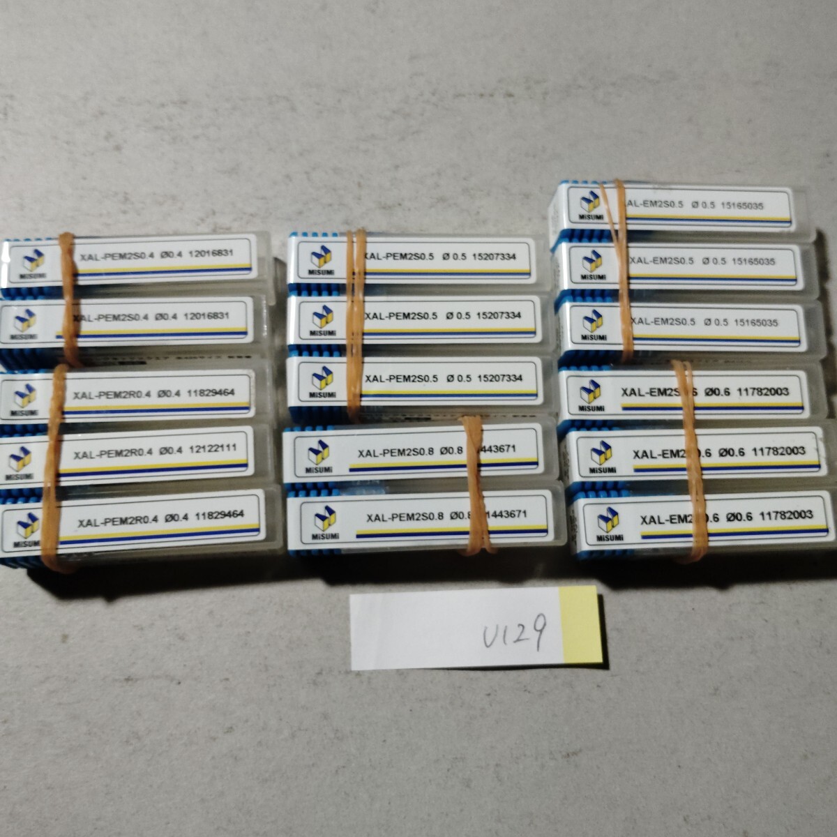 u129 開封未使用品 ミスミ 超硬エンドミル Φ0.4 0.5 0.6 0.8 2枚刃 16本セット 鉄工 消耗品 フライス盤 旋盤 切削工具 MISUMI拍卖