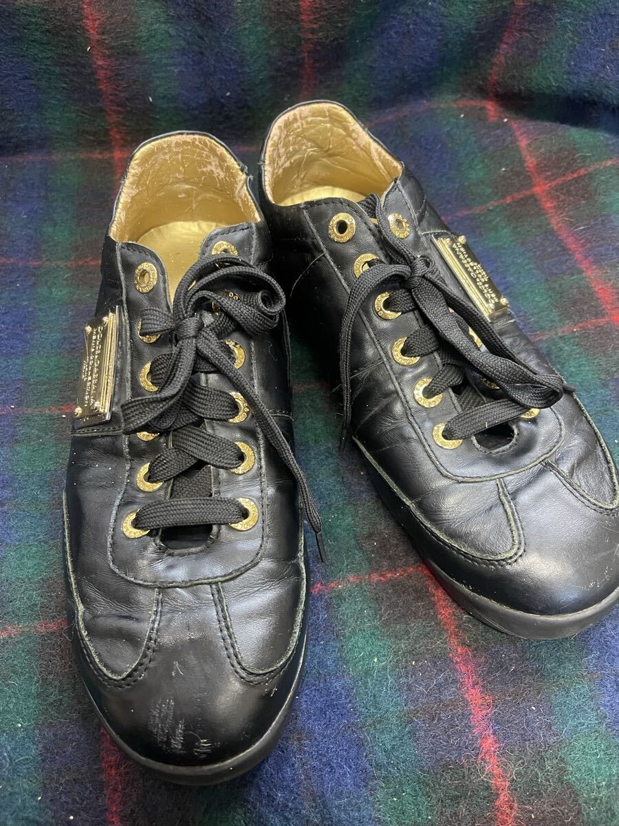 DOLCE & GABBANA ドルガバ スニーカー ロゴ ラメ ブラック 黒 レザー レザースニーカー拍卖