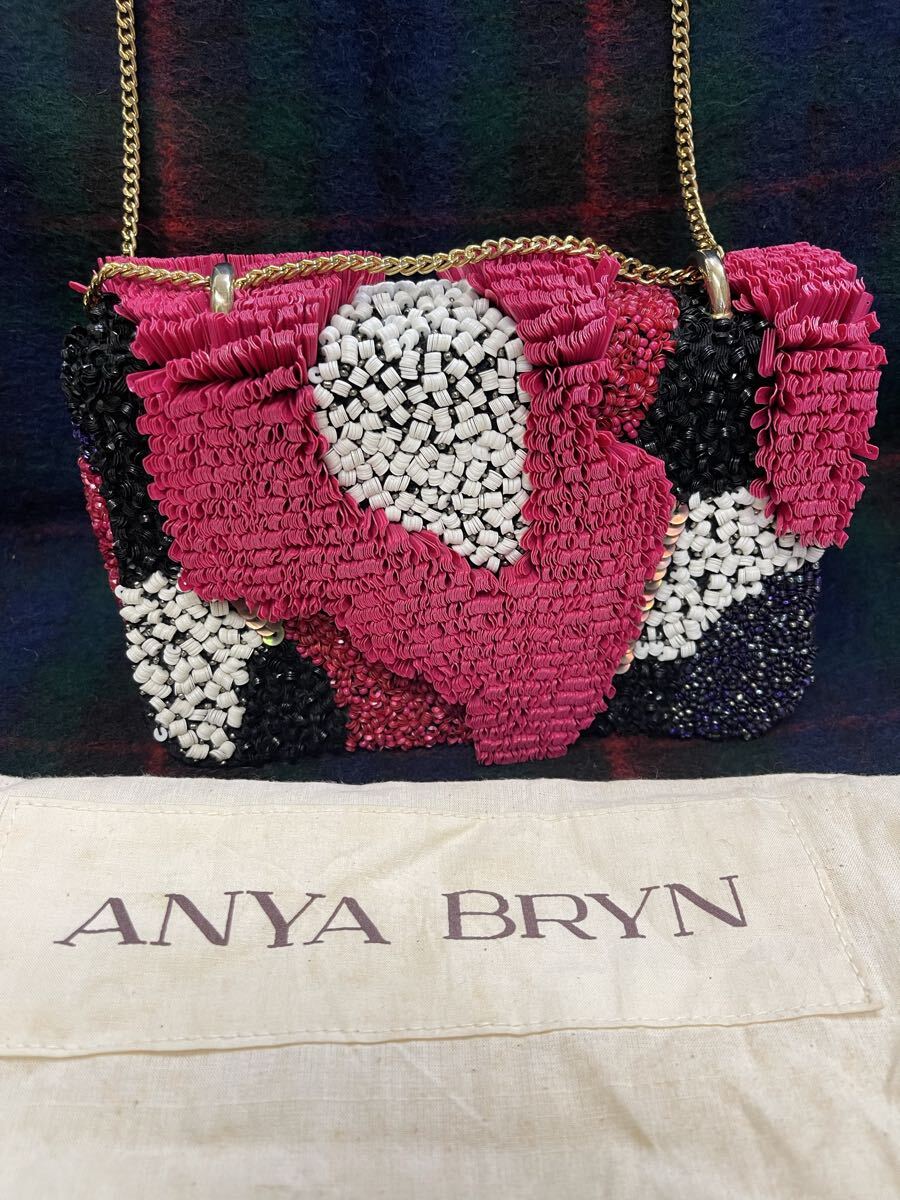 ANYA BRYN アーニャブリン ビーズ ショルダーバッグ クラッチ ショルダー ショルダーバッグ チェーン ピンク拍卖