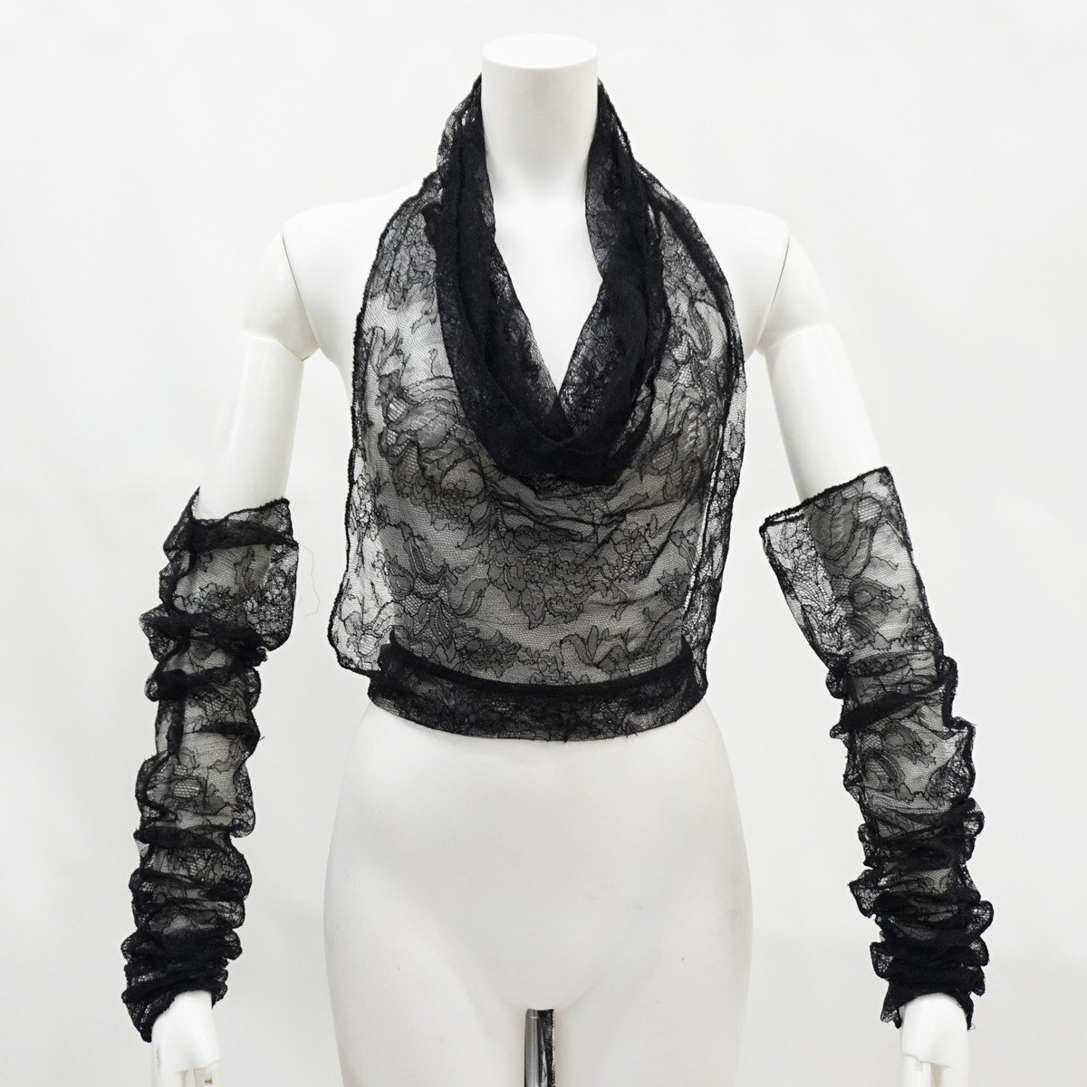 ◇【Jean Paul GAULTIER FEMME ジャンポール・ゴルチエ フェム】ヴィンテージ レース アームカバー付き トップス ブラック 40拍卖