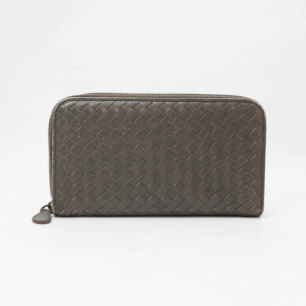 ◇【BOTTEGA VENETA ボッテガ・ヴェネタ】イントレチャート ラウンドファスナー長財布 カーキ拍卖