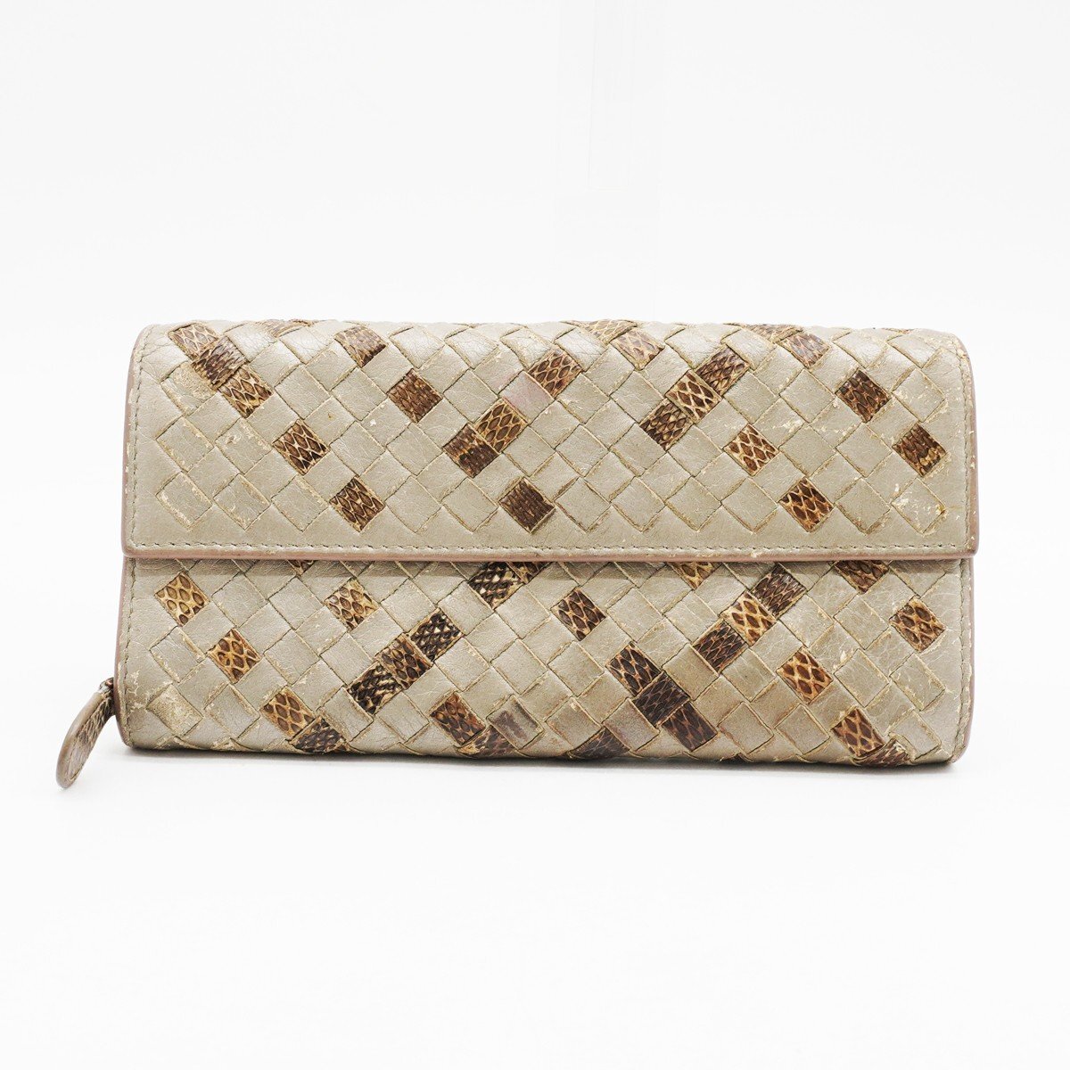 ◇【BOTTEGA VENETA ボッテガ・ヴェネタ】イントレチャート パイソン 長財布拍卖