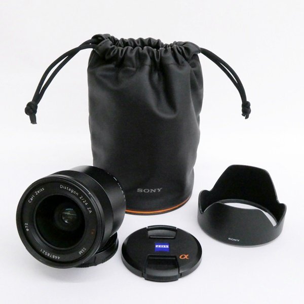 美品 SONY Distagon T* 24mm F2 ZA SSM SAL24F20Z ソニー 単焦点レンズ Aマウント レンズフード レンズポーチ付き〈O2662〉A1拍卖