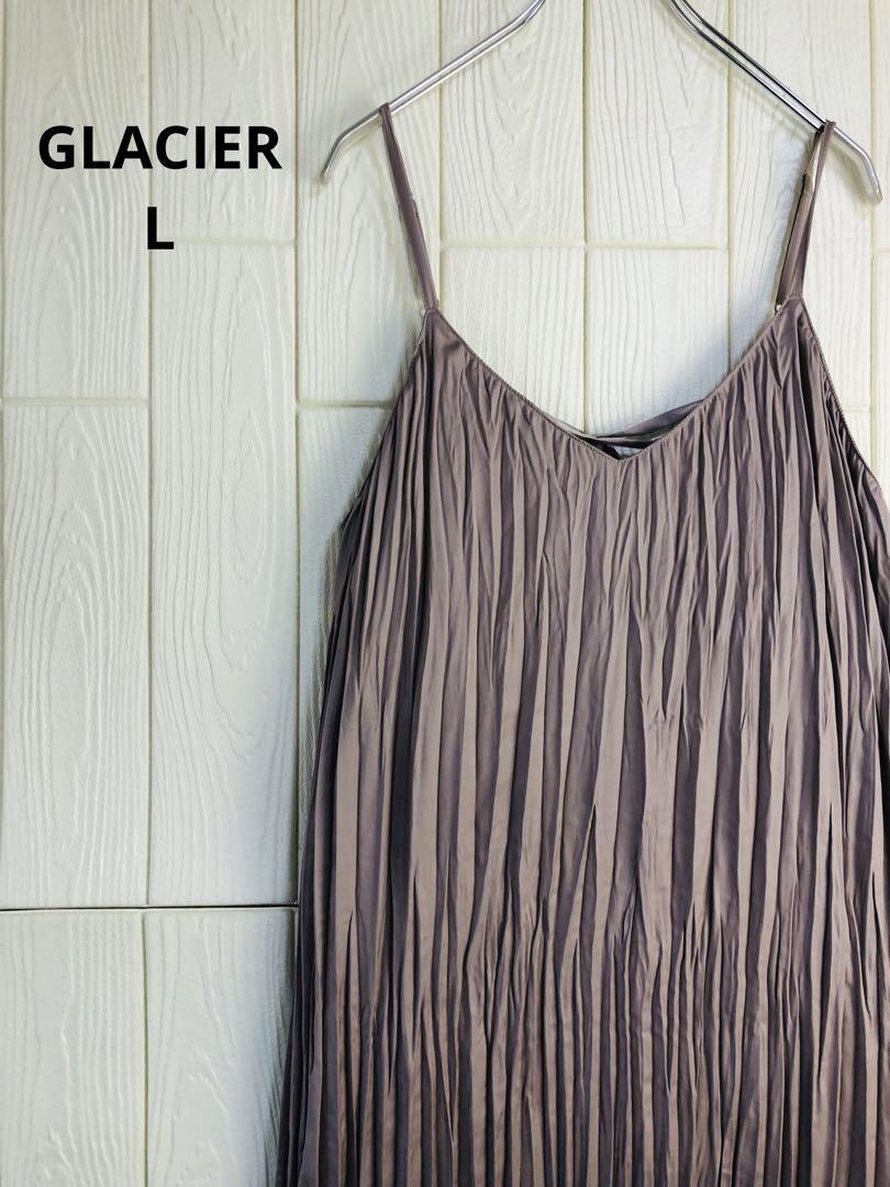 GLACIER 薄紫 キャミワンピース Lサイズ ポリエステル100%拍卖