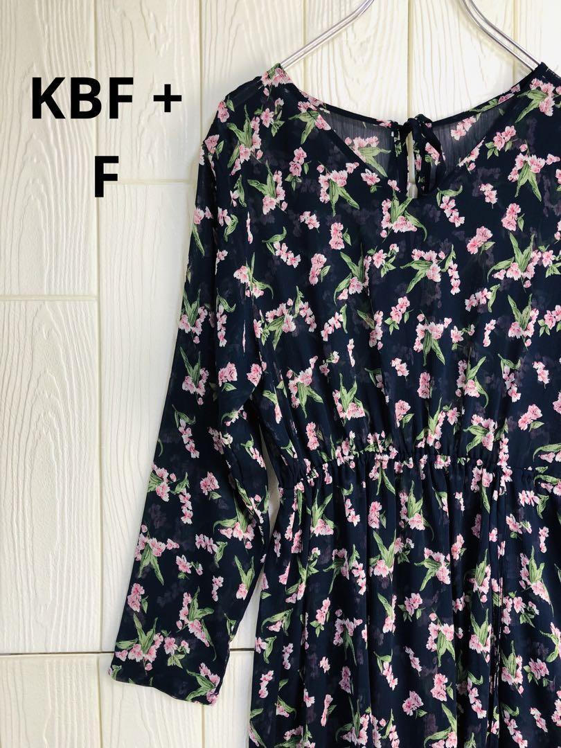 KBF + 花柄ネイビーシャツワンピース拍卖