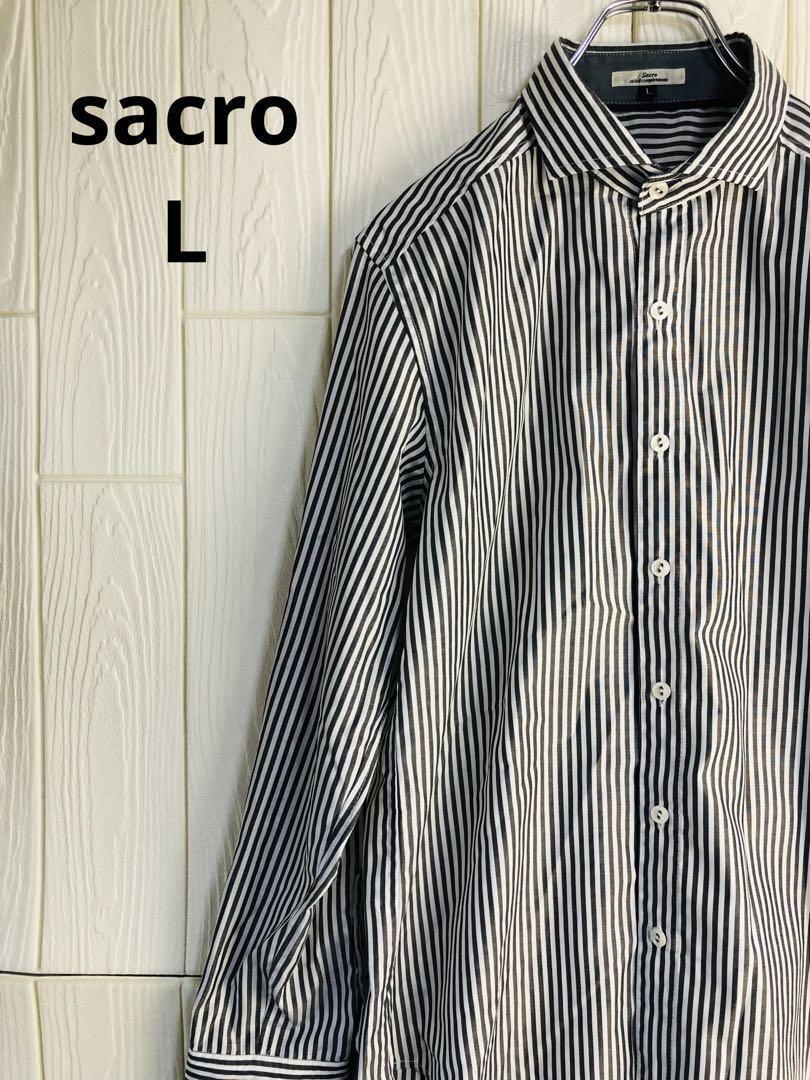 sacro ストライプ 長袖シャツ Lサイズ拍卖