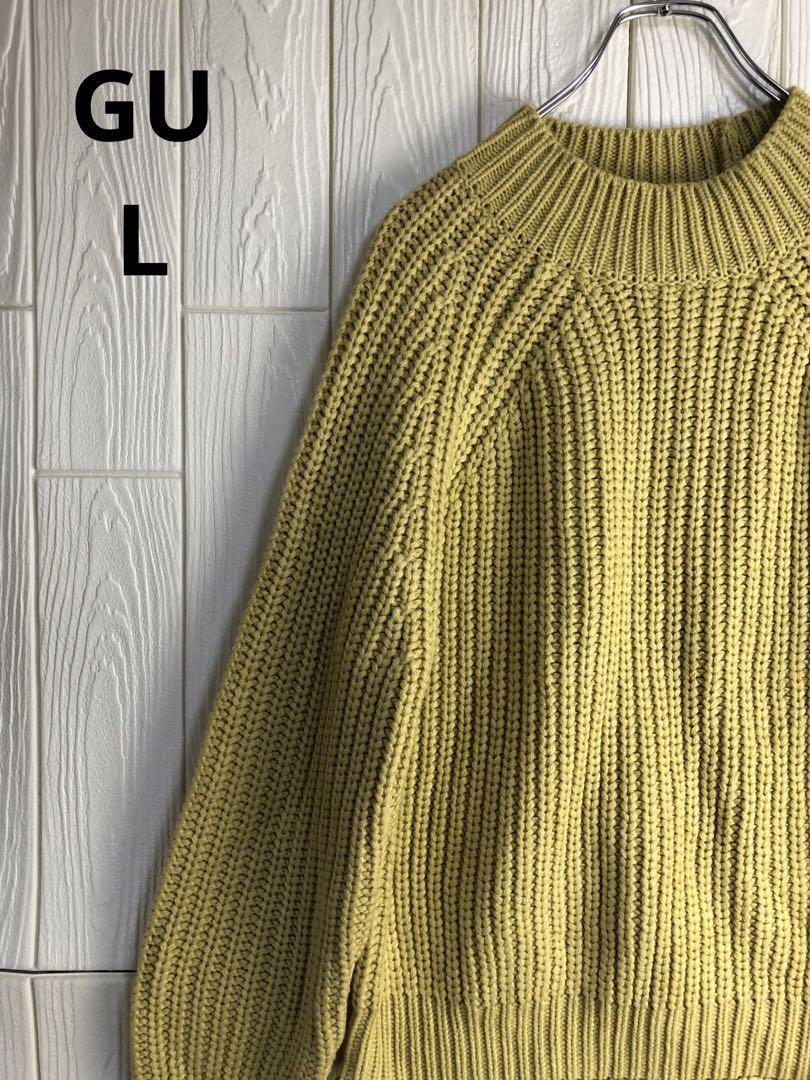 GU イエローニットセーター ローゲージ Lサイズ拍卖