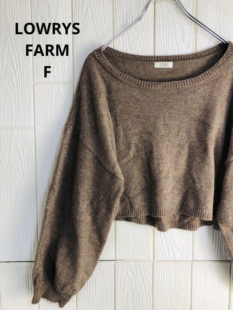 LOWRYS FARMブラウン クロップドニットセーター Fサイズ拍卖