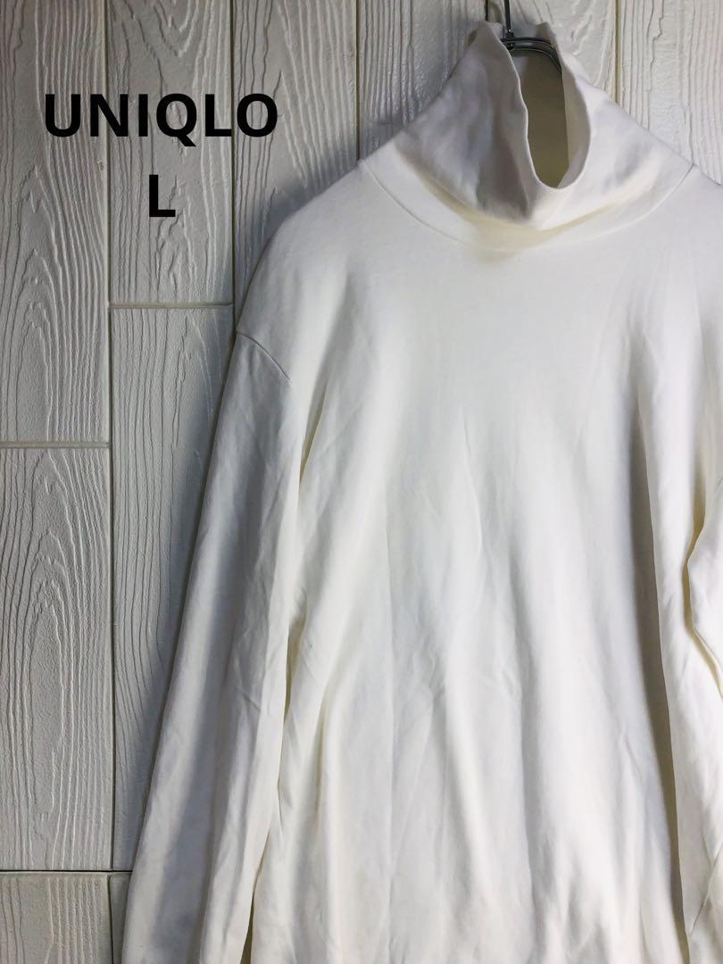 UNIQLO ホワイト ハイネック 長袖トップス Lサイズ拍卖