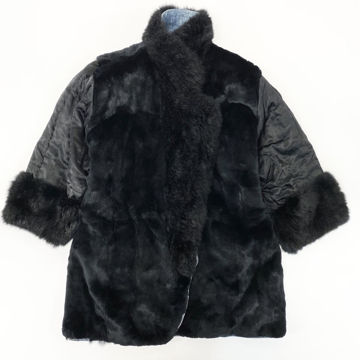 j7A リバーシブル ラビット × ムートン リアルレザーコート リアルファー 本毛皮 毛皮コート ロングコート ファーコート ジャケット拍卖