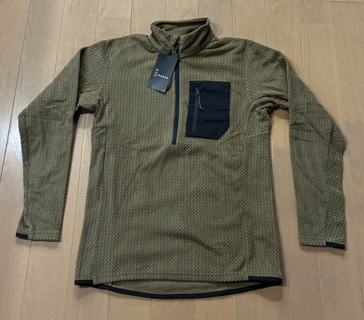 新品6186 高機能素材 首元ZIP 胸ポケットフリース XL サンドカーキ拍卖