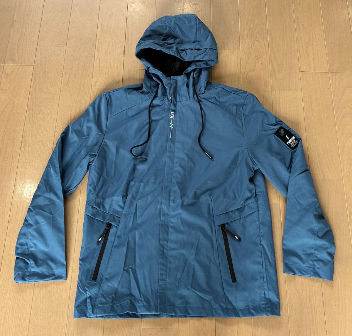 新品6135 耐久撥水アウトドアジャケット 薄手 止水ジッパー M ブルー拍卖