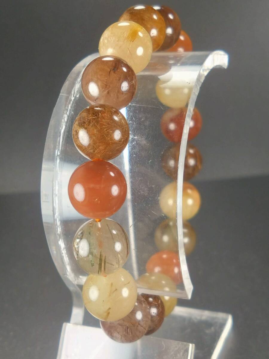 マルチカラールチルインクォーツ 約11mm玉18石 内径約16cmブレスレット 071011020102拍卖