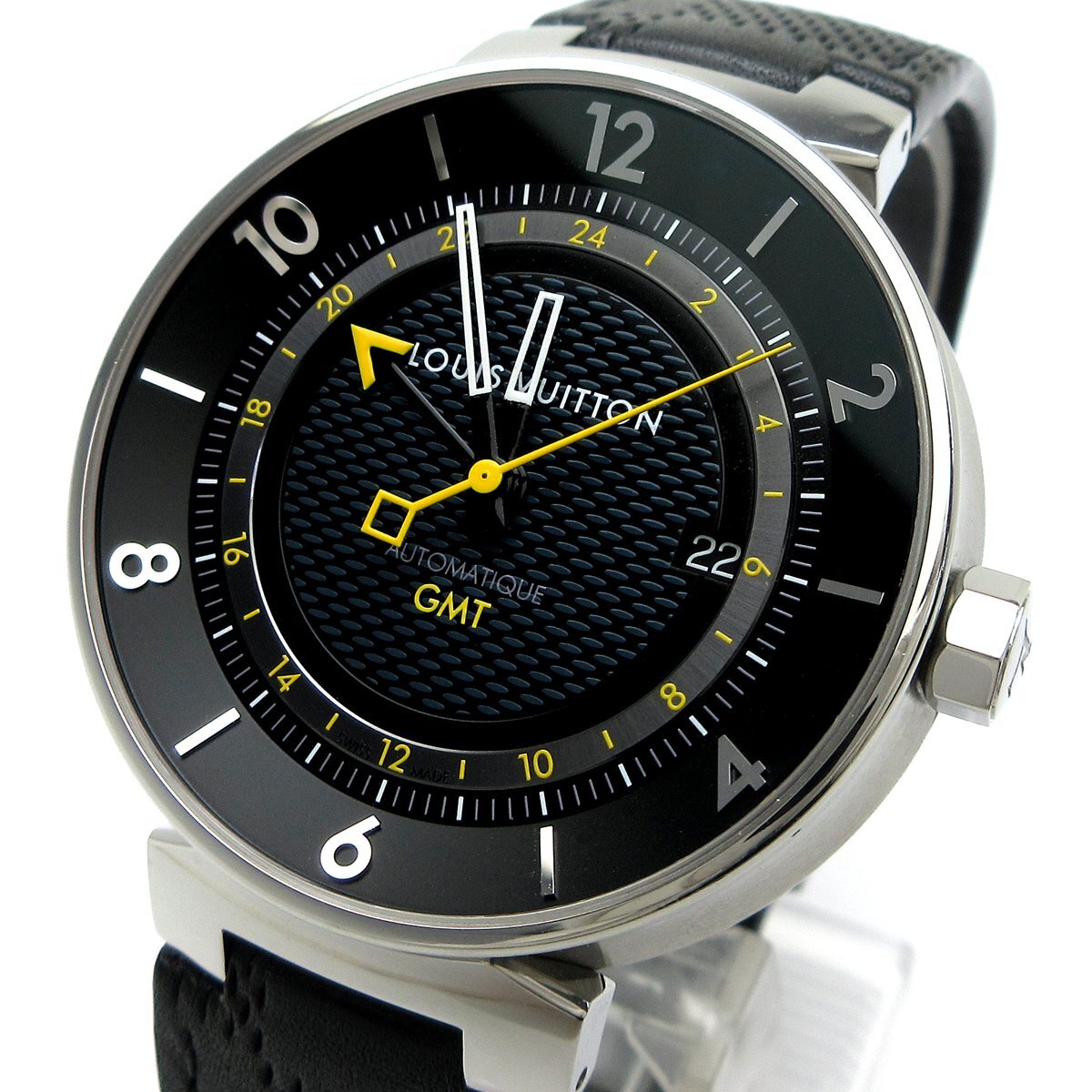 1円 ルイヴィトン LOUIS VUITTON タンブール ムーン GMT オートマチック Q8D30 メンズ 時計 Q8D30Z Tambour Moon 自動巻き 箱 保証書拍卖