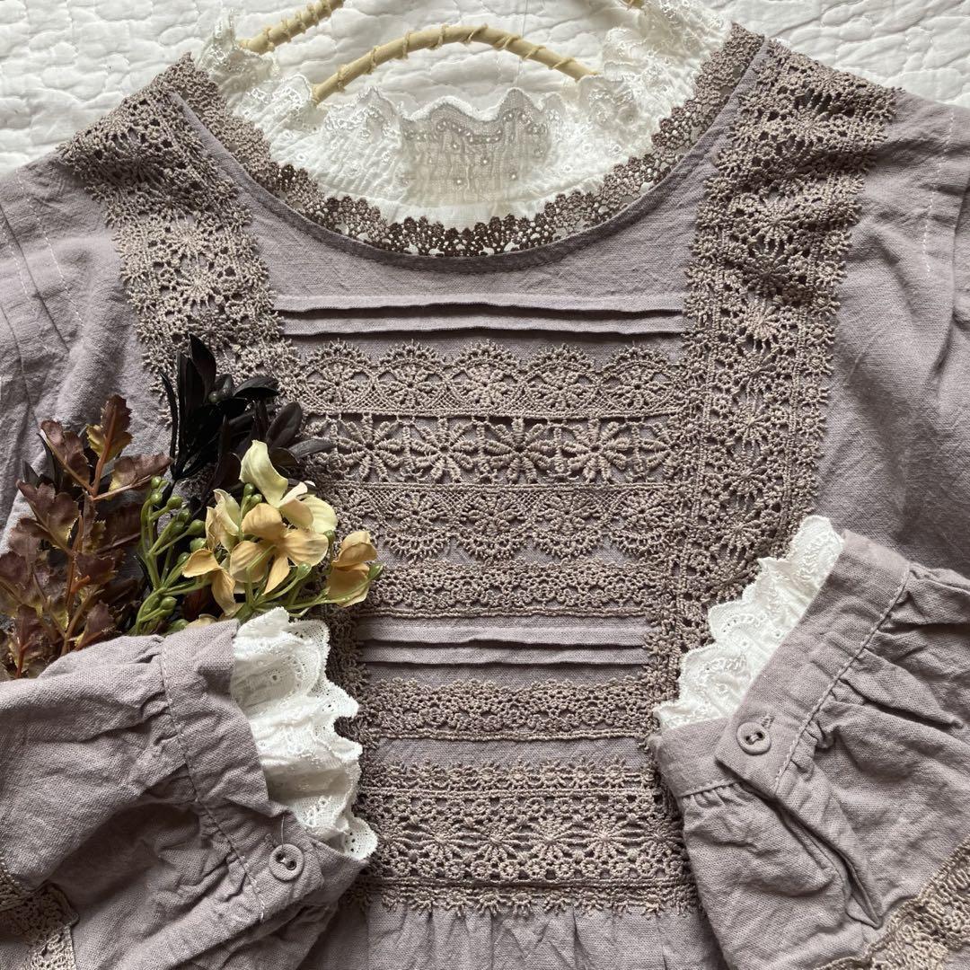 サマンサモスモス★sm2★綿麻胸元レース*ワンピース拍卖