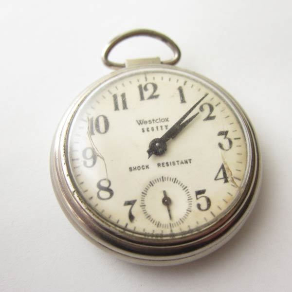 ジャンク品/USA製/Westclox SCOTTY/懐中時計/ビンテージ/アンティーク/手巻き式/非稼働/ディスプレイ/インテリア/D128-71-3731拍卖