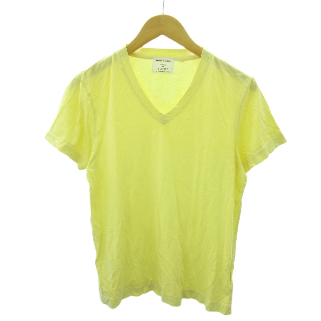 エディフィス EDIFICE カットソー 無地 半袖 44 黄 イエロー 0928 ■YHS5 レディース拍卖