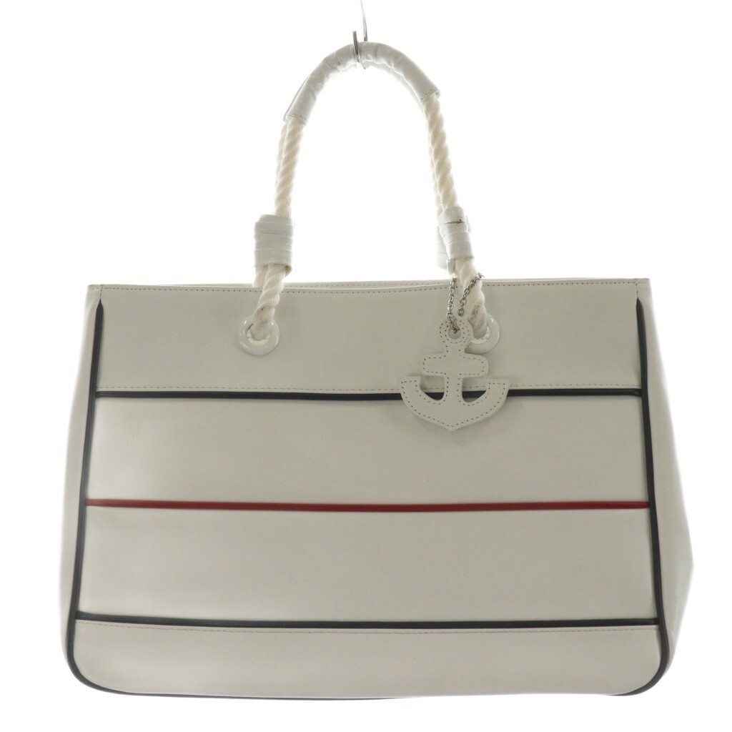 キタムラ Kitamura ハンドバッグ トートバッグ ボーダー レザー 白 ホワイト /AN4 レディース拍卖