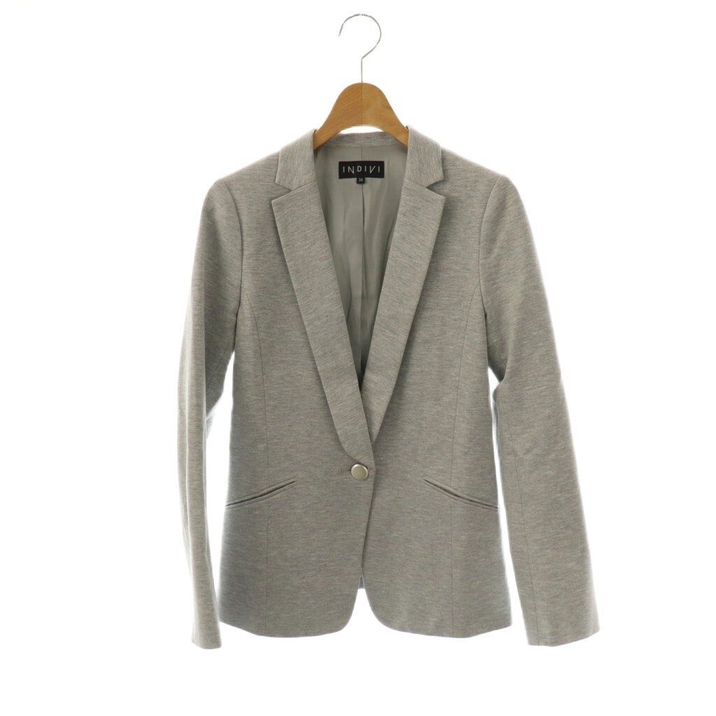 インディヴィ INDIVI テーラードジャケット 総裏地 36 グレー /NR ■OS レディース拍卖
