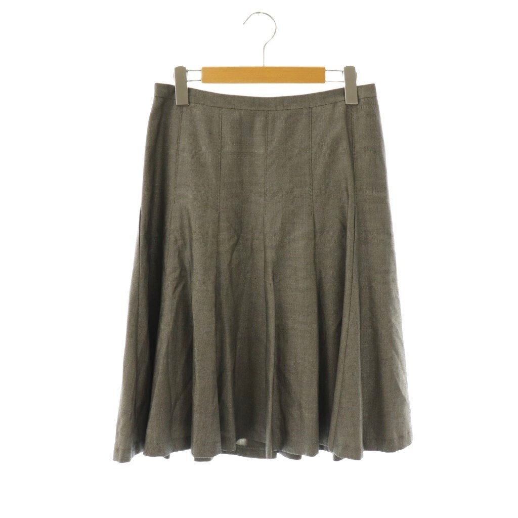 バーバリー ロンドン BURBERRY LONDON フレアスカート ひざ丈 ラメ シルク混 40 グレー /DF レディース拍卖