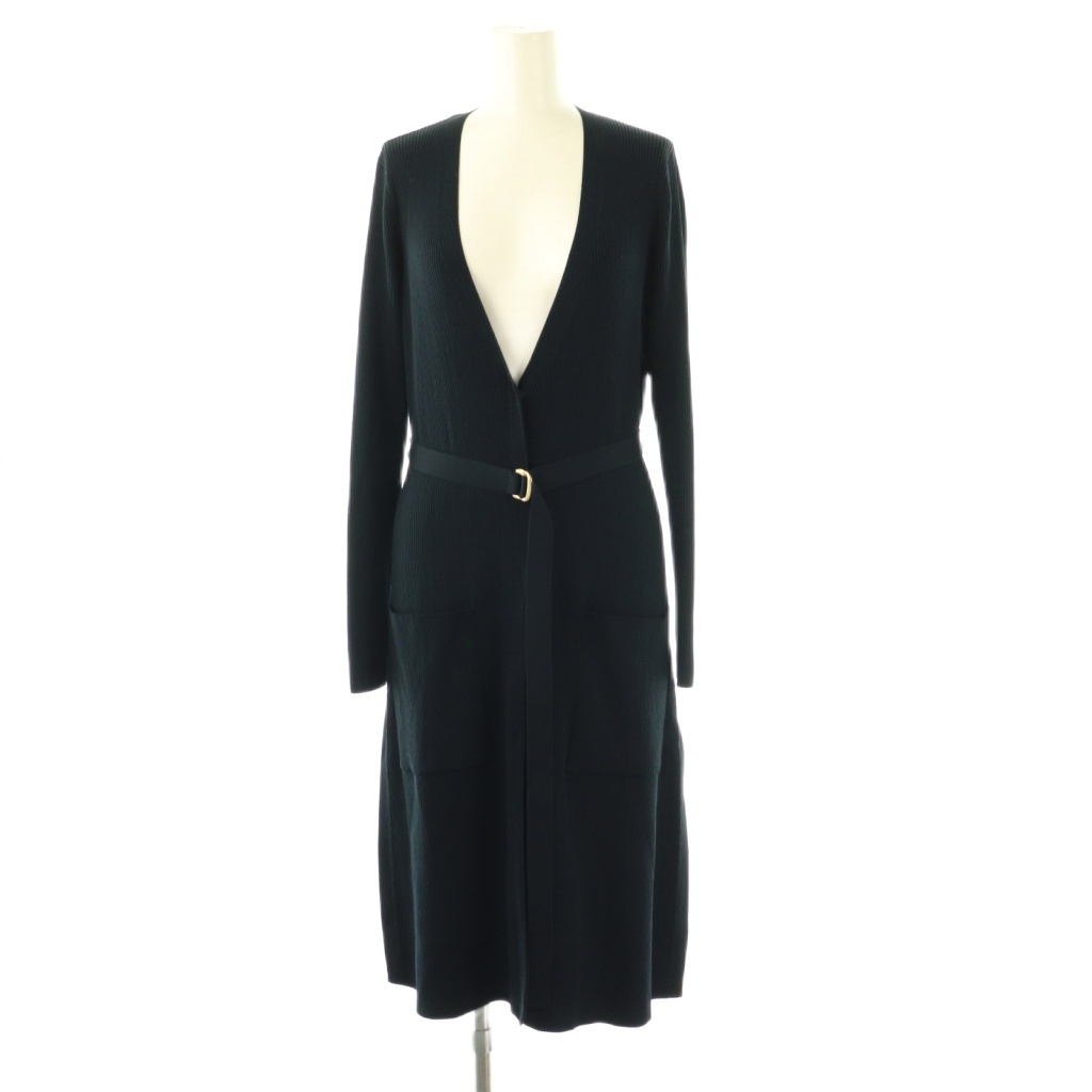 エポカ EPOCA ロングカーディガン リブニット 長袖 ベルト付き 40 ネイビー /HK ■GY49 レディース拍卖