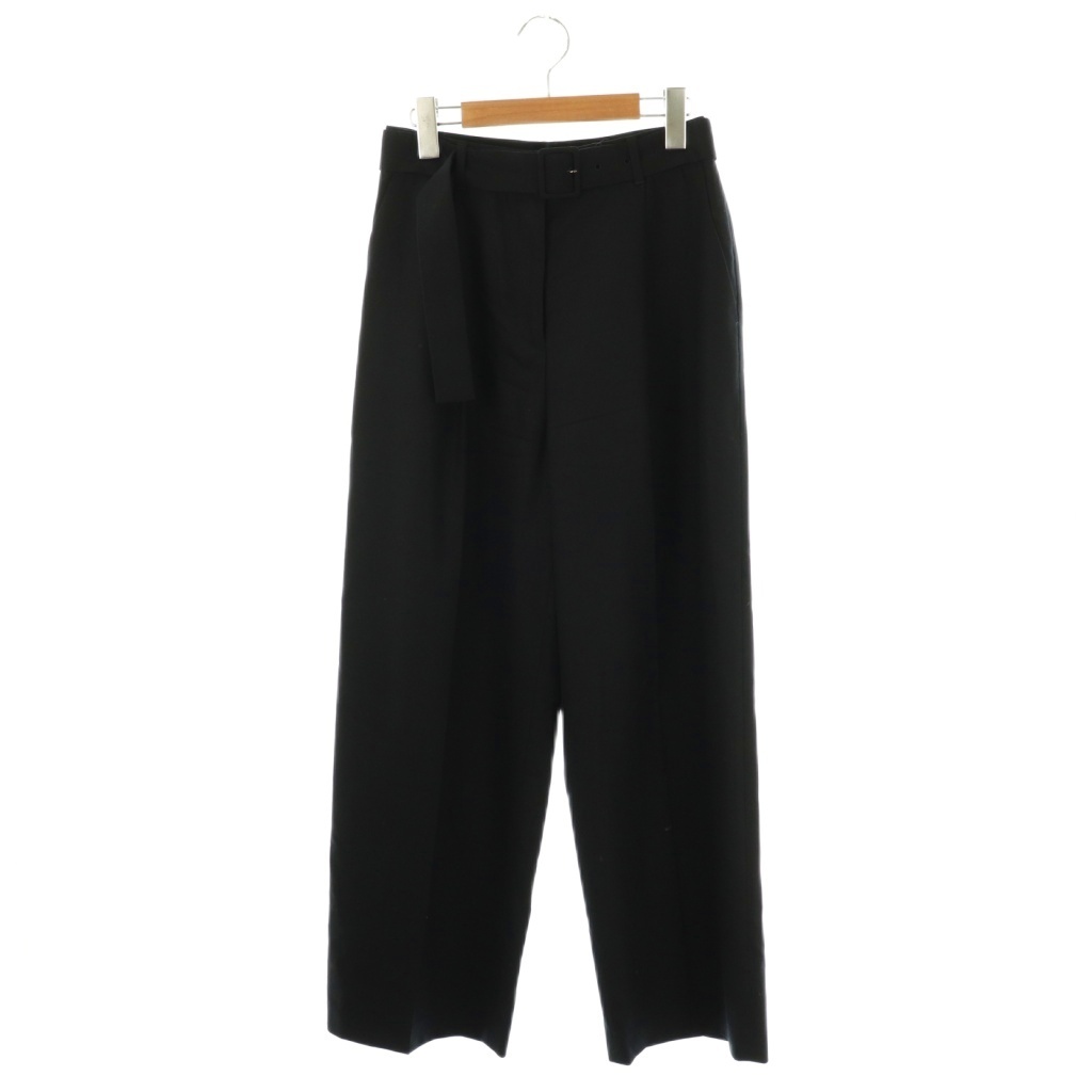 トゥモローランドコレクション 25SS ストレッチオックスベルテッドパンツ テーパードワイド 34 ネイビー /ES ■OS レディース拍卖
