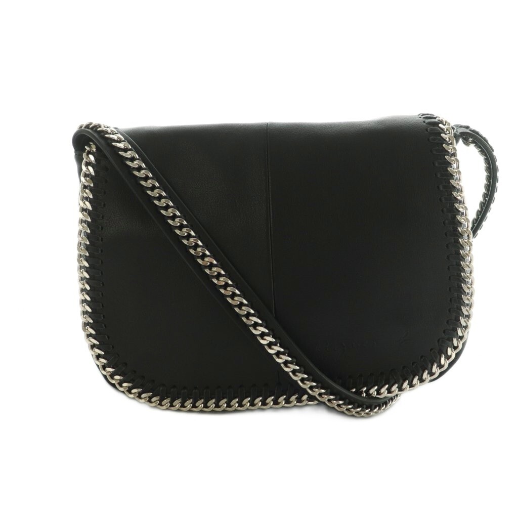 アニエスベー ボヤージュ Agnes b. VOYAGE ショルダーバッグ チェーンショルダー レザー 牛革 フラップ 黒 /MI ■OS レディース拍卖