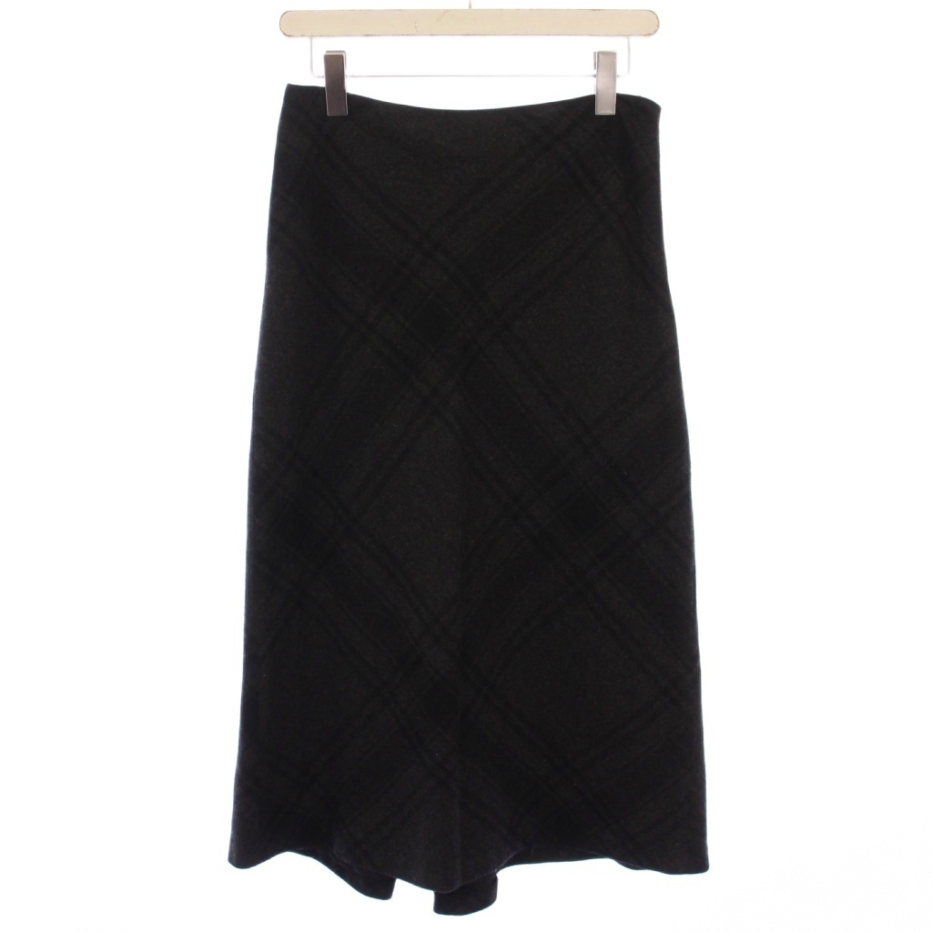 ラルフローレン RALPH LAUREN フレアスカート ロング チェック柄 ウール ナイロン 4 グレー /BM ■BM レディース拍卖